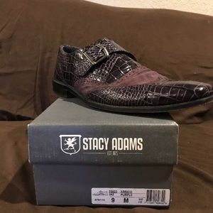 Stacy Adams Mens Arrico Purple Crocodile leather